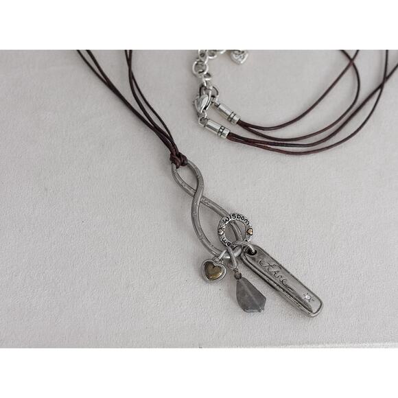 Brighton Art Soul Long Brown Cord Charm Necklace Infinity Pendant 32" Retired - Picture 4 of 5